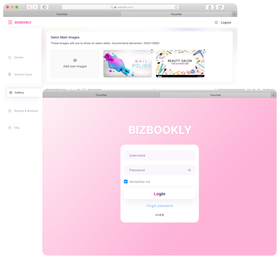 BIZBOOKLY –  Merchant web application
